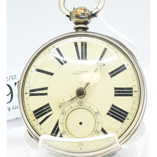 263 - Victorian silver cased open face key wind pocket watch, the white enamel dial with Roman numerals an... 