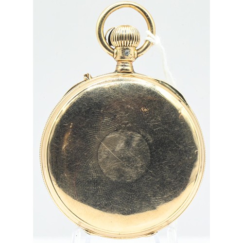 270 - A.W.Co. Waltham, Mass., yellow metal cased open face keyless wind pocket watch, the white enamel dia... 