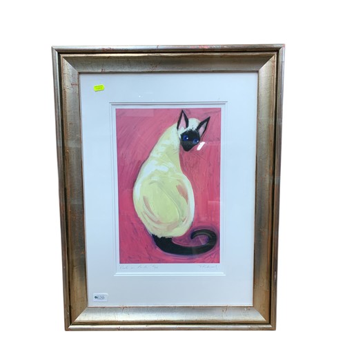 620 - T. Kirkwood, signed limited edition print 15/195 'Posh on Pink', framed 72 x 55cm