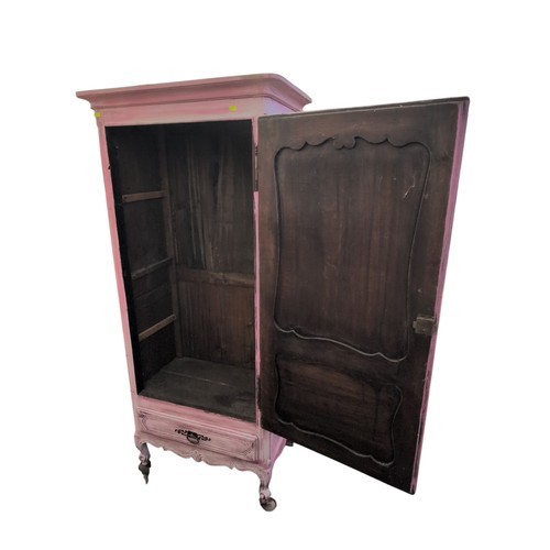 321 - Pink Painted Single Wardrobe with lower drawerW 83. D 51. H 185.