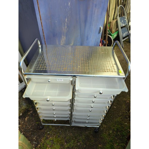 208 - Metal Framed Trolley with Plastic drawer compartmentsW. 63. D 37. H 91.(Missing one drawer)... 