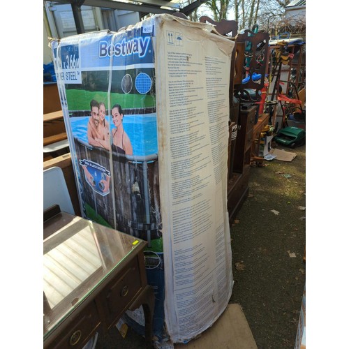 343 - Bestway Power Steel Swimming Pool 7.32m x 3.66m New in box. Box damaged from storage. Plus 4 pots of... 