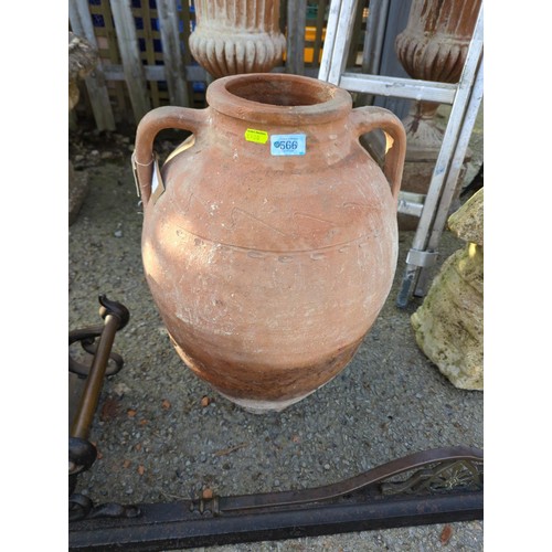 7 - Large terracotta Mediterranean-style amphora. H58cm. Dia of rim 18cm.