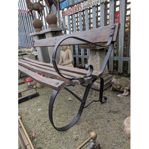 6 - Wooden garden bench with cast iron ends L181cm x D64 x H72cm approx.