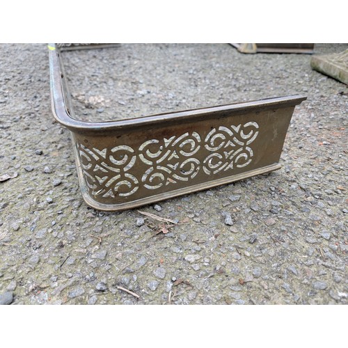 38 - Brass fire surround with perforated decoration W109 x D29 x H11cm