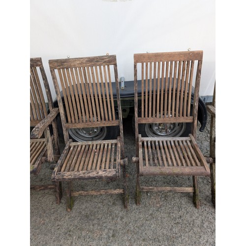 57 - Four folding teak garden chairs, labelled 'Trifon' W54 x D50 x H97cm