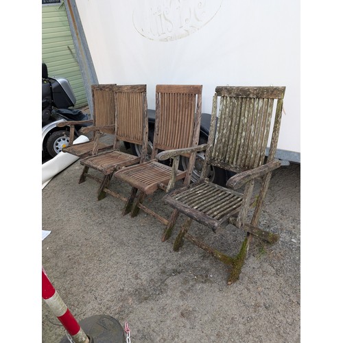 57 - Four folding teak garden chairs, labelled 'Trifon' W54 x D50 x H97cm