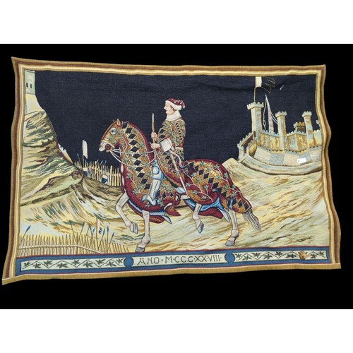 1193 - Tapestry depicting At the siege of Montemassi after Guidoriccio da Fogliano, 142 x 95cm