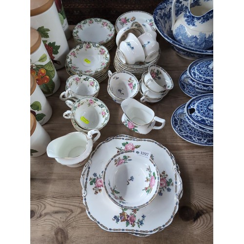 1197 - Quantity of Anysley teacups, saucers etc. Various patterns.