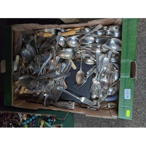 1203 - Large tray of plated flatware