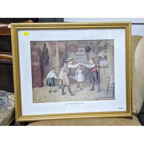 1206A - Print titled 'Oranges and Lemons' by Harry Brooker (1876-1902), framed 45 x 55.5cm