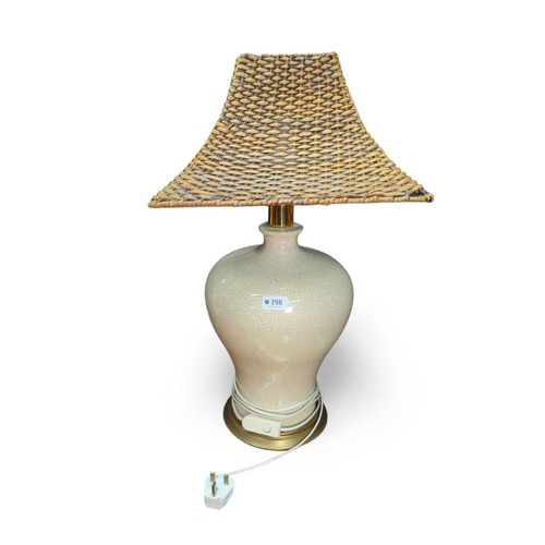 198 - Craquelure Effect Ceramic Table Lamp with Shade H65cm