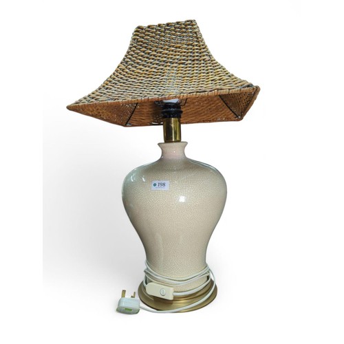 198 - Craquelure Effect Ceramic Table Lamp with Shade H65cm