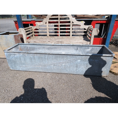 Large rectangular galvanised trough planter. W183cm H42cm