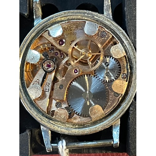 4 - Omega stainless steel cased watch, the silvered dial with Arabic numerals, circa 1947, 17 jewels, ca... 