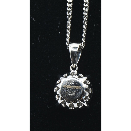 51 - 18ct white gold and diamond cluster pendant and chain, the diamonds stated to weight 0.720 carat,&nb... 