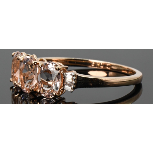 33 - 9ct rose gold, morganite and diamond ring, hallmarked, size U1/2, gross weight 2.9 grams