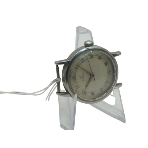 4 - Omega stainless steel cased watch, the silvered dial with Arabic numerals, circa 1947, 17 jewels, ca... 