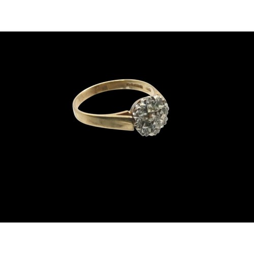 53 - 9ct gold and diamond cluster ring, hallmarked, size T1/2, gross weight 3.2 grams