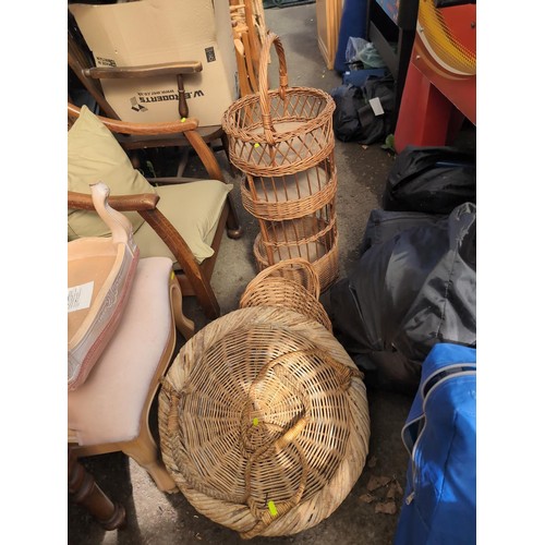 360 - Three various wicker baskets, inc. vegetable rack