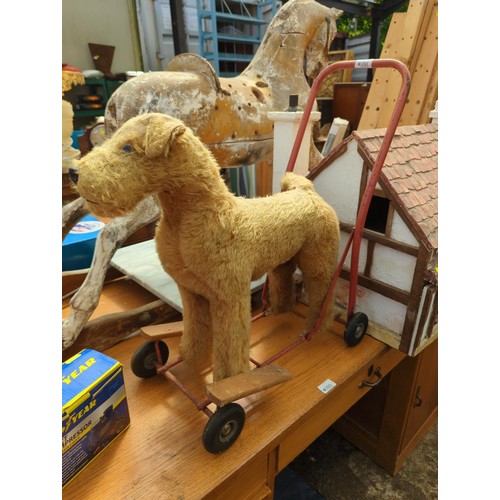 391 - Vintage Push-Along Dog
