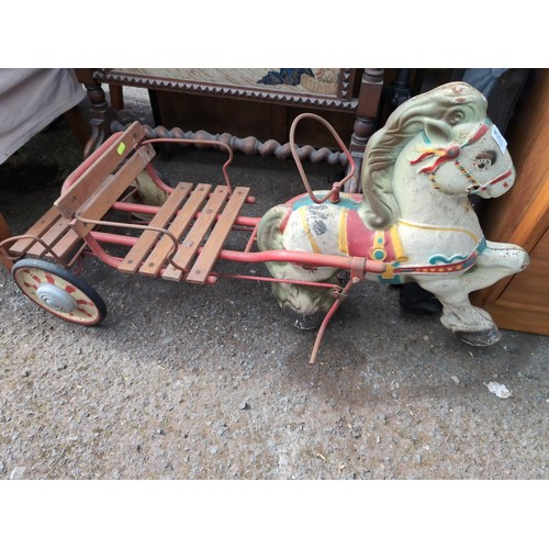 363 - Vintage Mobo Toy pedal horse and cart