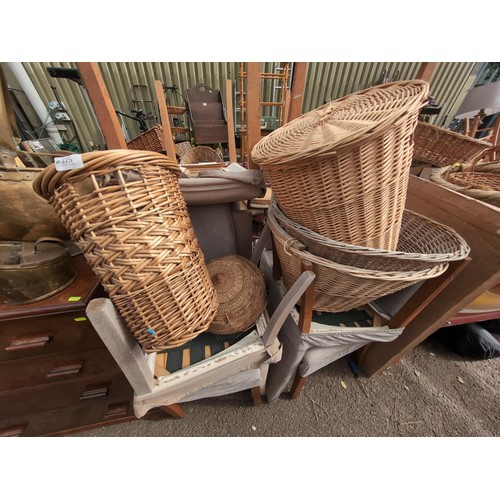 375 - Five wicker items inc. laundry basket