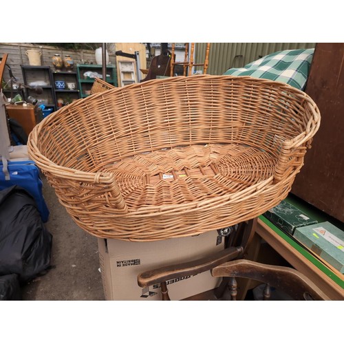 378 - Large wicker dog bed, W90cm