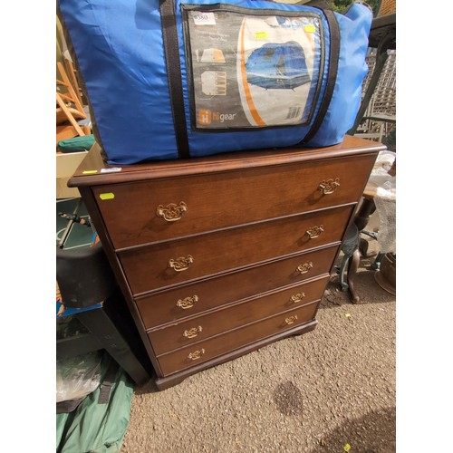 381 - Stag chest of five drawers W85 x D44 x H100cm