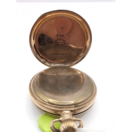 21 - Waltham U.S.A. gold plated cased full hunter pocket watch, circa 1926, the signed white enamel face ... 