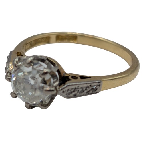 40 - Asprey diamond ring, centring a claw-set old mine-cut diamond estimated to weigh 1.75 carats, centra... 
