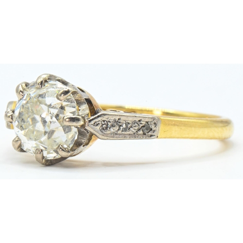 40 - Asprey diamond ring, centring a claw-set old mine-cut diamond estimated to weigh 1.75 carats, centra... 