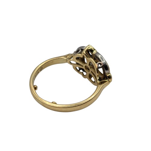 42 - 18ct gold, diamond and sapphire cluster ring, hallmarked, centring a collet-set old European-cut dia... 
