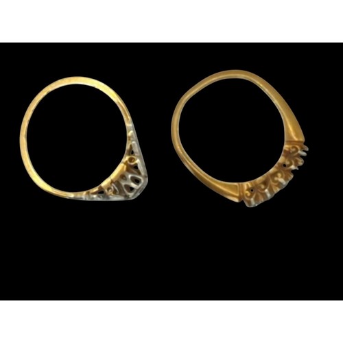 51 - 18ct gold and diamond ring, hallmarked, size J, together with a yellow metal diamond set ring stampe... 