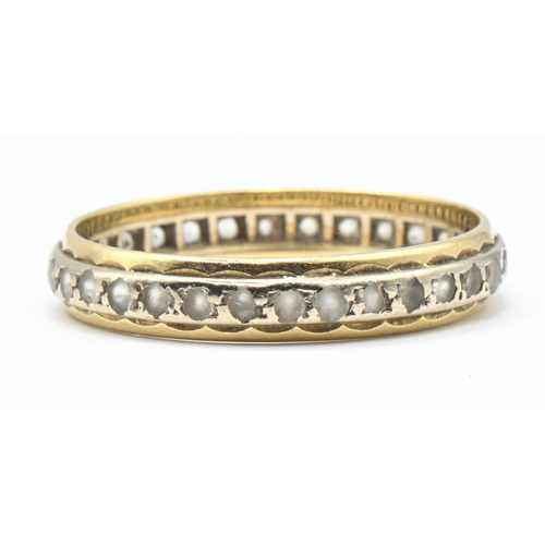56 - White stone set eternity ring, the yellow metal mount stamped 18CT, size P1/2, gross weight 2.36 gra... 