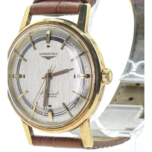 2 - Longines Conquest gent's 18ct gold cased  automatic watch, circa 1960, the silvered dial with applie... 