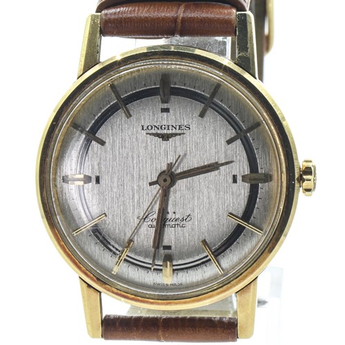 2 - Longines Conquest gent's 18ct gold cased  automatic watch, circa 1960, the silvered dial with applie... 