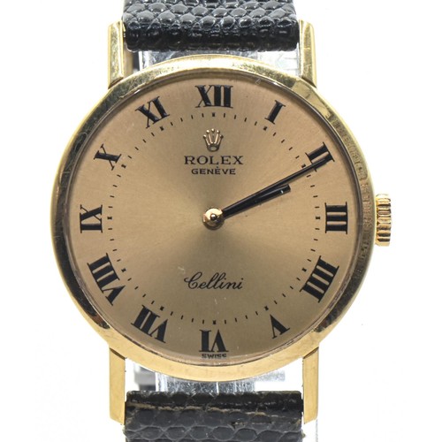 5 - Ladies Rolex Cellini 18ct gold cased manual watch, ref. 4109, cal. 1600, 19 rubies, the gold coloure... 