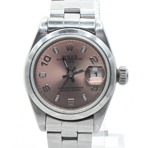 6 - Rolex Oyster Perpetual Date stainless steel bracelet ladies watch, circa 1998, ref. 69160, the pink ... 