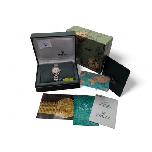 6 - Rolex Oyster Perpetual Date stainless steel bracelet ladies watch, circa 1998, ref. 69160, the pink ... 