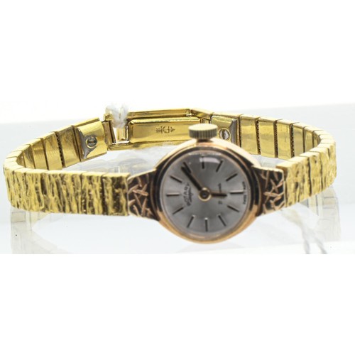 8 - Rotary 9ct gold cased ladies watch, the silvered dial with raised baton markers, 21 jewels, inside c... 