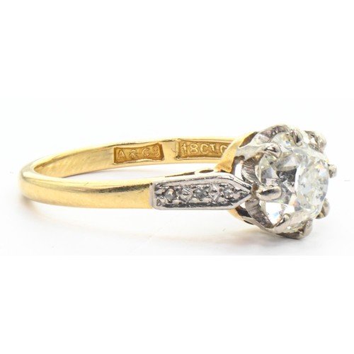 40 - Asprey diamond ring, centring a claw-set old mine-cut diamond estimated to weigh 1.75 carats, centra... 
