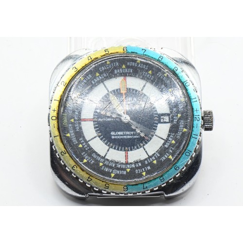27 - Sicura Globetrotter world time gents stainless steel cased automatic watch, with date aperture at 3,... 
