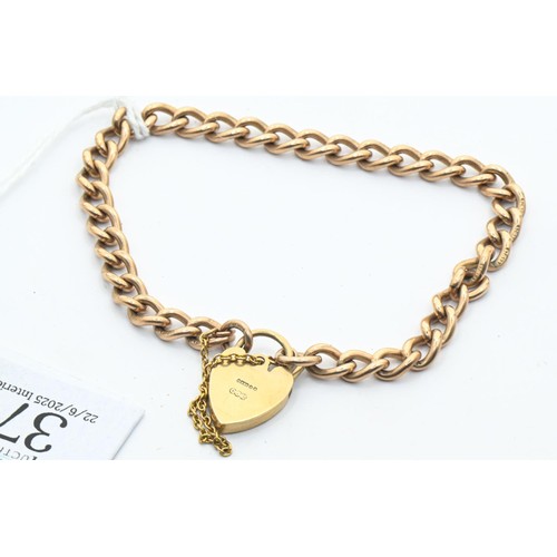37 - 9ct rose gold curb link bracelet with 9ct yellow gold heart-shaped clasp, clasp hallmarked, links ma... 