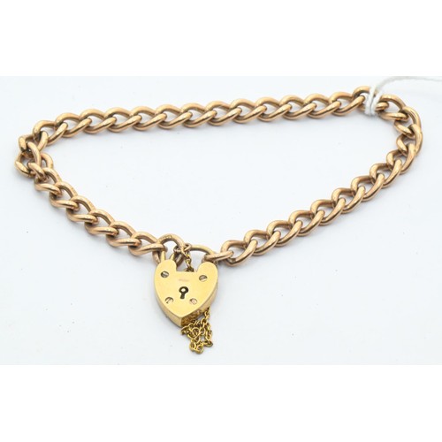 37 - 9ct rose gold curb link bracelet with 9ct yellow gold heart-shaped clasp, clasp hallmarked, links ma... 