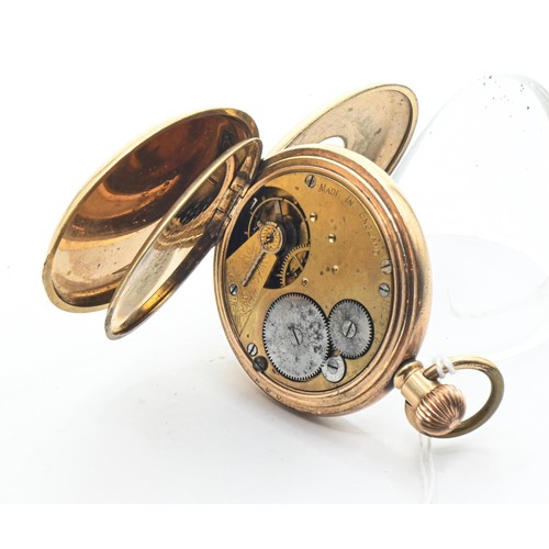 23 - Gold plated Star cased half hunter pocket watch, movement no. 815398, case diameter 50mm