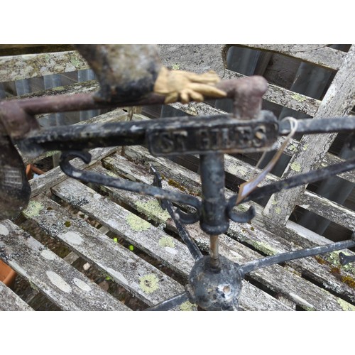 22 - Weather vane marked St. Giles with witch on broomstick design. H62cm.&nbsp;