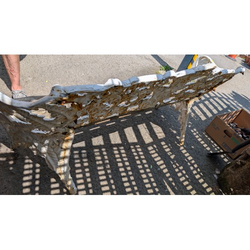 2 - Cast iron fern and blackberry bench. Heavy! Recently replaced slats. W152cm D55cm H88cm.