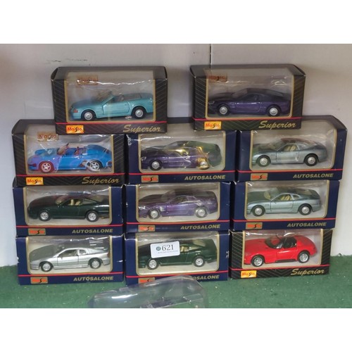 11 x Small scale model cars in boxes