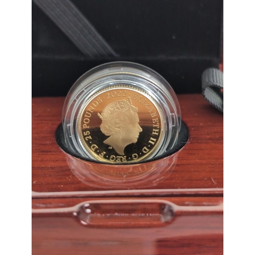 12 - Royal Mint The Queen's Reign The Commonwealth 2022 UK 1/4oz 999.9 gold proof &pound;25 coin, in caps... 